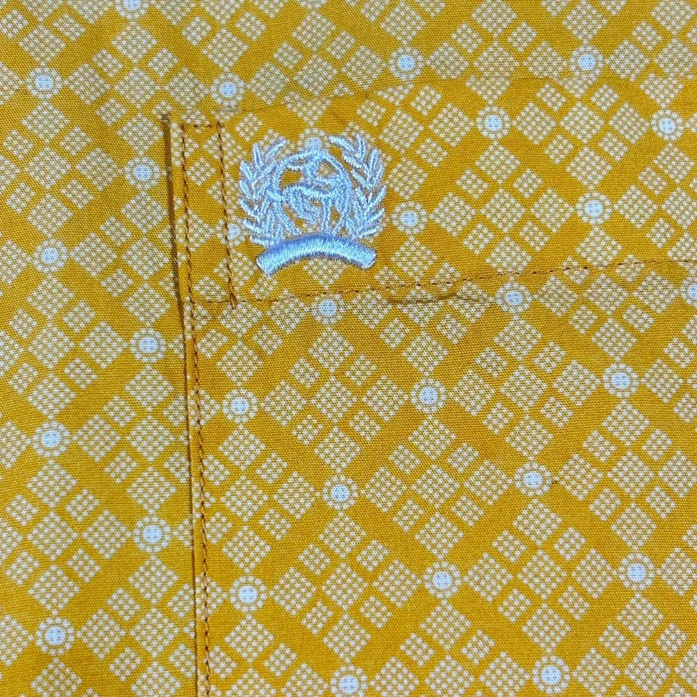 Cinch Button Up Shirt Mens Large Yellow Geometric Western Cowboy Classic Rodeo - Picture 3 of 11